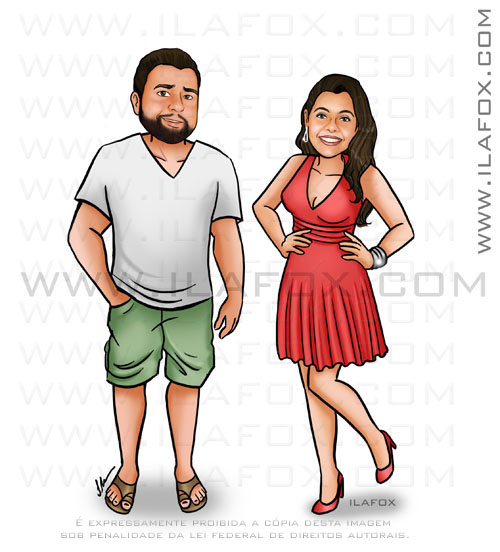 caricatura casal, proporcional, sem exageros, caricatura para casais by ila fox
