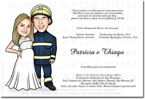 caricatura clássica, caricatura casal, caricatura noivos, caricatura bombeiro, noiva grávida, by ila fox