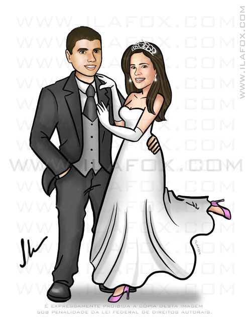 caricatura personalizada, caricatura noivos, caricatura original, caricaturas divertidas, by ila fox
