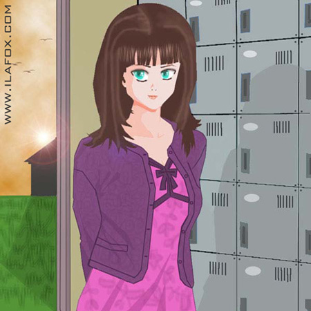 Colegial feita no Photoshop, desenho antigo, by ila fox