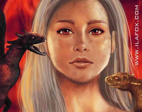 Ilustração Daenerys, Dragão, fogo, Game of Thrones, Guerra dos Tronos, by Ila Fox