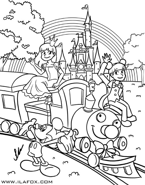 Desenho para pintar, preto e branco, alta resolução, Disney, Mickey, Ila Fox e Ricbit criança, promoção, ilustração by ila fox