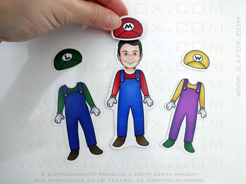Lembrancinha original, lembrancinha imã de roupinhas, Mario Bros, festa infantil, by ila fox