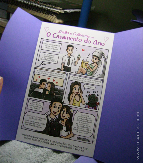 Convite original, casamento convite em quadrinhos, convite personalizado histórica casal, by ila fox