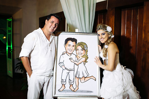 caricatura casal, caricatura noivos, caricatura casamento praiano, caricatura vestidinho branco, by ila fox