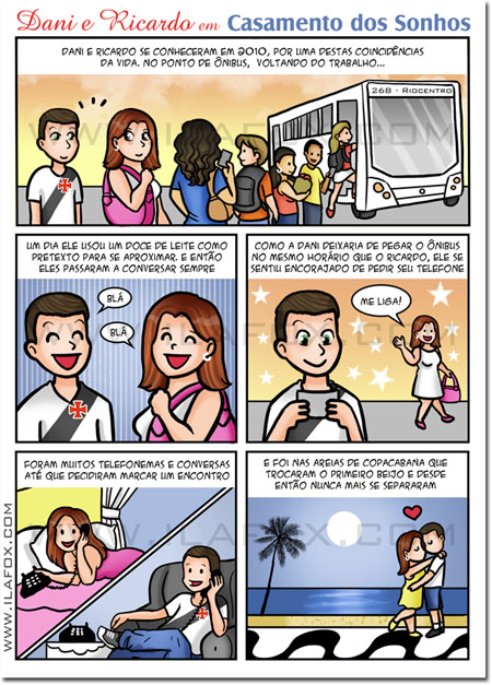 Convite em quadrinhos, convite original, convite história noivos, convite divertido, by ila fox