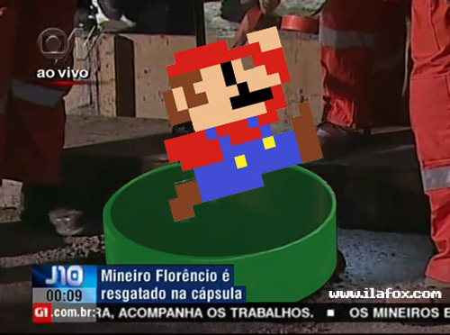 resgate dos mineiros no chile, super mario saindo do cano by ila fox