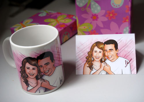Retrato colorido casal na caneca, Cidinha, Alcirlei, by ila fox