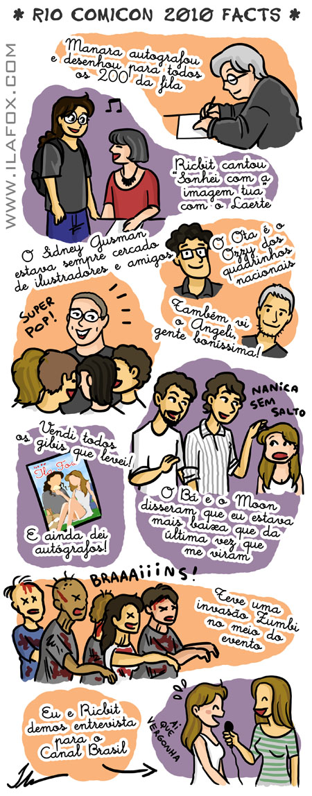 Ilustração Rio ComiCon 2010, Manara, Maurício de Sousa, Sidney Gusman, Laerte, Angeli, Gabriel Bá e Fábio Moon, Zumbis, Canal Brasil