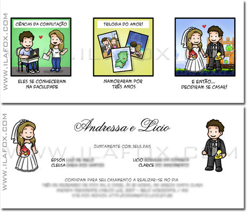Convite em tirinhas, história personalizada, história do casal, convite casal enrd, angry birds, convite personalizado para casamento by ila fox