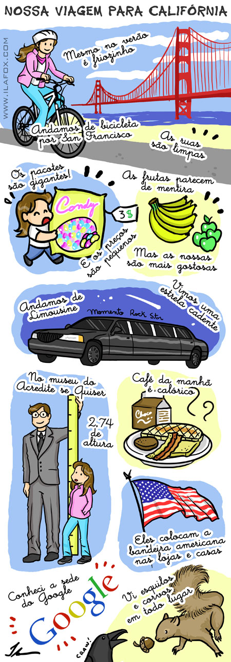 nossa viagem para california, mountain view, san francisco, San Francisco em Agosto, ilustração by ila fox