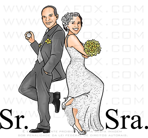 caricatura proporcional, caricatura bonita, caricatura noivos, sr e sra smith, caricatura noivos, caricatura para casamento